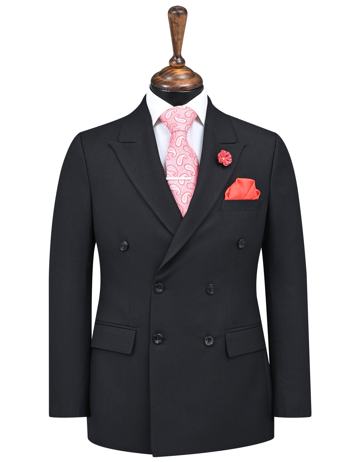 Lexus Black Texture Double Breasted 2 pc Suit
